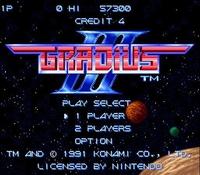 une photo d'Ã©cran de Gradius 3 sur Nintendo Super Nes